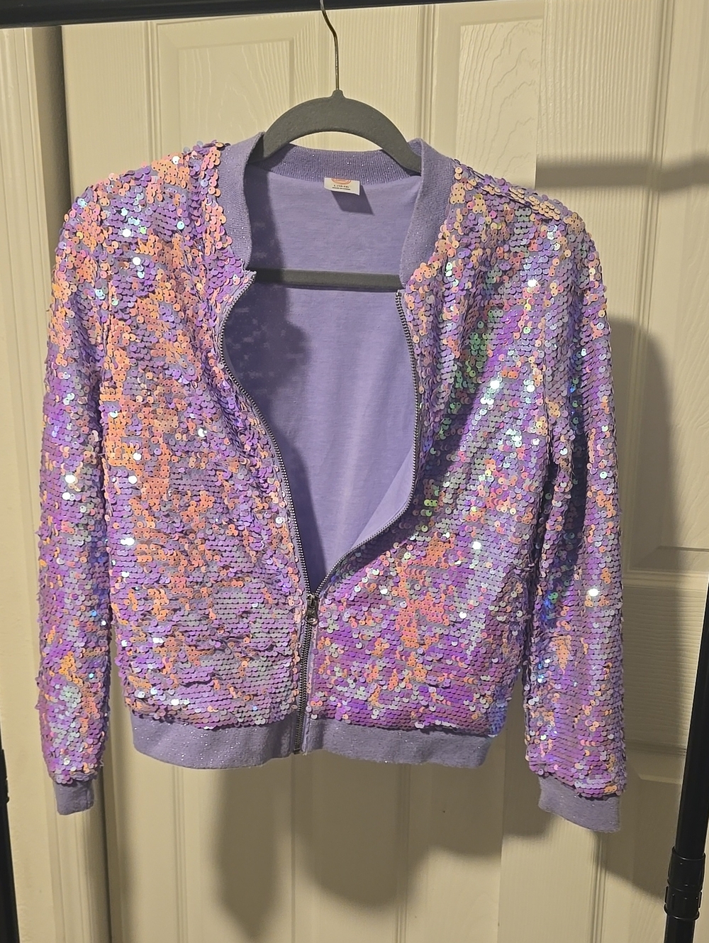 wonder nation Lavender Iridescent Sequin Bomber Jacket